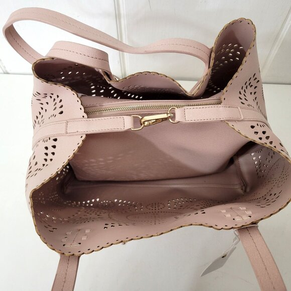 Urban Expressions Vegan Leather Rose Water Laser Cut Tote Purse NWT - Picture 6 of 9